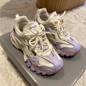 Balenciaga Women's Cream and Purple Sneakers (Track 2)